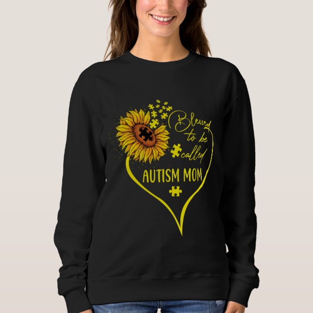 Geboten als Autismus-Mama Sonnenblumen Herz Cu Sweatshirt (Vorderseite)