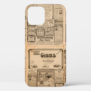 Gebrachter Papierhintergrund. Alte Zeitungsseite m Case-Mate iPhone Hülle