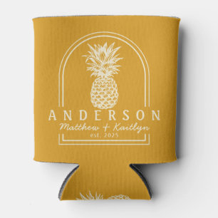 Gebrannte Butterblume Ananas Hochzeitsbogen & Name Dosenkühler