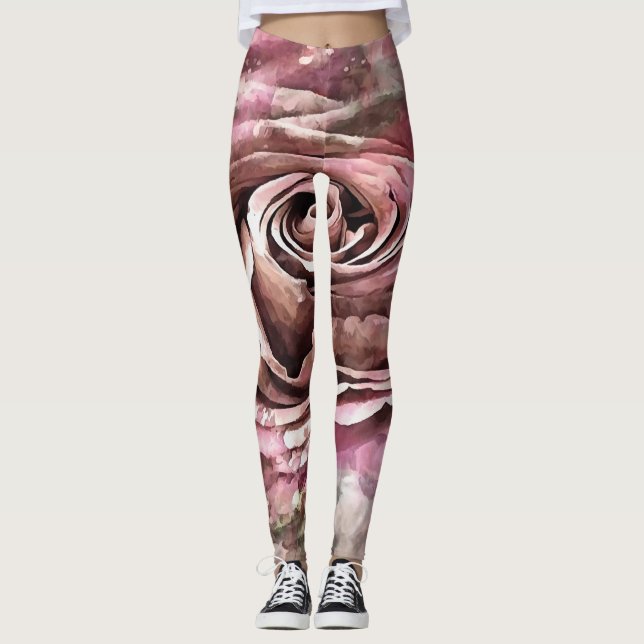 Gebrannte Korallen und Wüstennebel künstlerische R Leggings (Vorderseite)