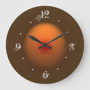 Gebrannte Orange/Brown belichtete Entwurfs-Wanduhr Große Wanduhr