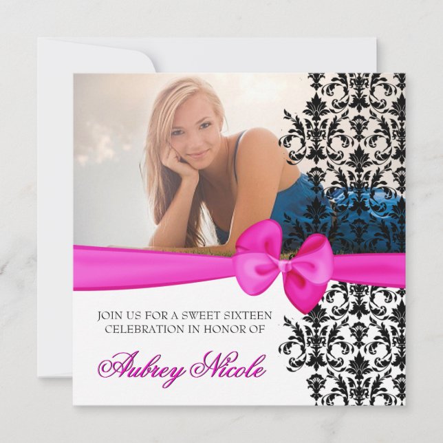 Gebrannter Damast Akzentinierte Einladung [Rosa] (Vorderseite)