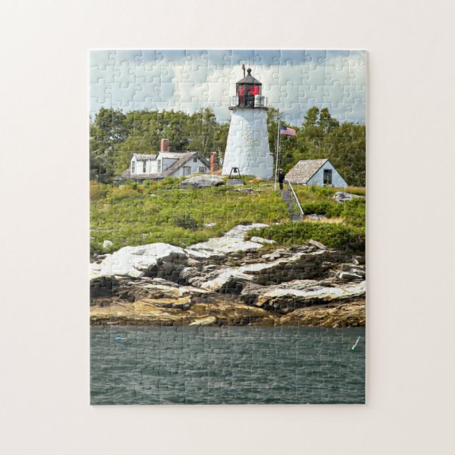 Gebrannter Insel-Leuchtturm, Maine-Puzzlespiel Puzzle (Vertikal)