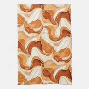 Gebrannter Sienna-Gold-Marmor-Abstrakt Fluid Geschirrtuch
