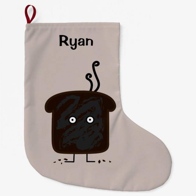 Gebrannter Toastrauch zerkrümelt Aschenbrot Großer Weihnachtsstrumpf (Vorderseite)