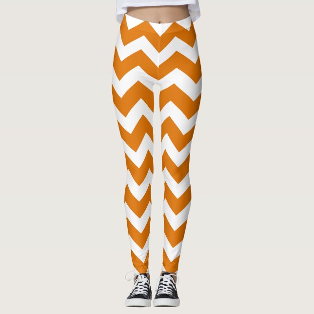 Gebranntes orange Zickzack Muster Leggings (Vorderseite)