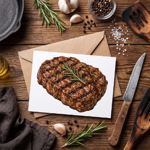 Gebratene Ribeye-Steak-BBQ-Fleisch-Illustration Karte