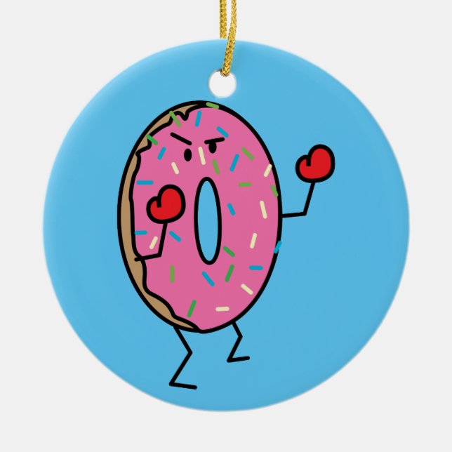 Gebratener Teigzucker des Krapfen-Boxer-Kämpfers Keramik Ornament (Vorne)