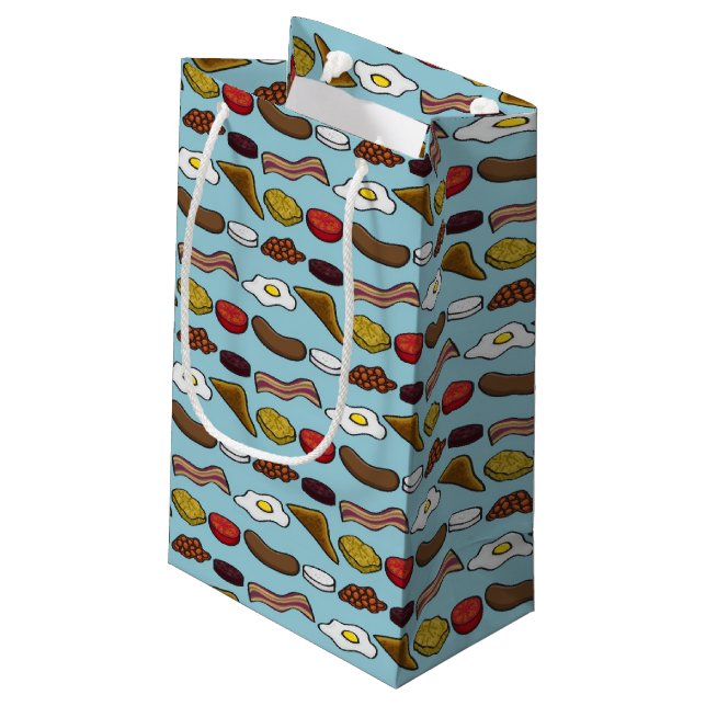 Gebratenes Frühstück Kleine Geschenktüte (Rückseite Schrägansicht)