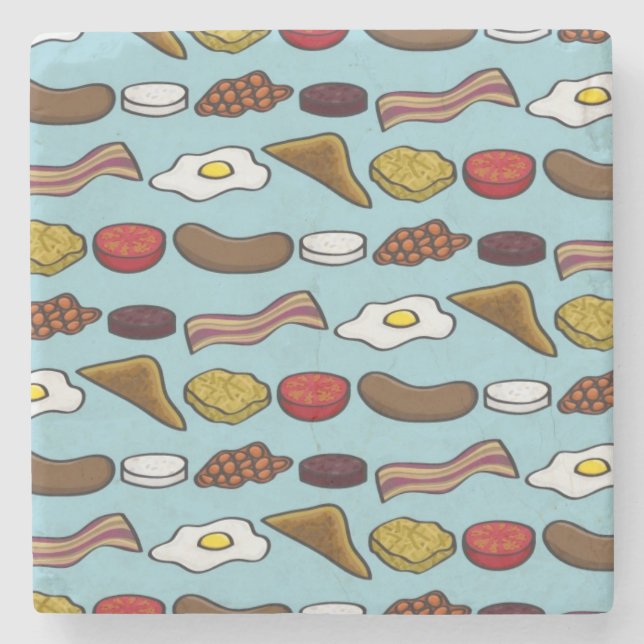 Gebratenes Frühstück Steinuntersetzer (Vorderseite)