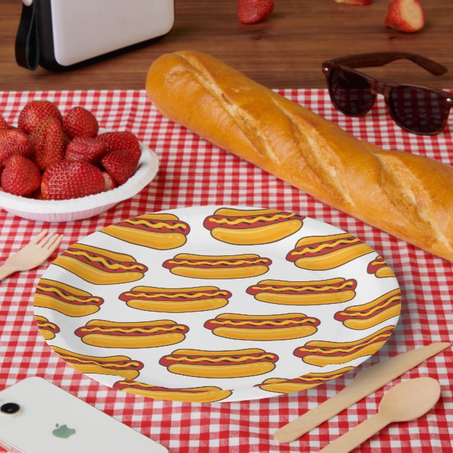Gebratenes Hot Dog Muster Pappteller (Picknick)