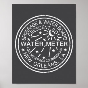 Gebraucht aussehender Vintage-Wasserkanal- Schacht Poster