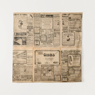 Gebrauchte Papierhintergrund. Alte Zeitungsseite m Wandteppich