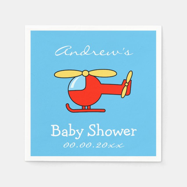 Gebrauchte Spielzeug-Hubschrauber Baby-Duschnapkin Serviette (Vorderseite)
