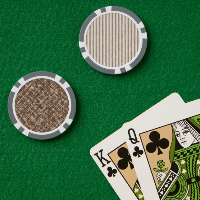 Gebraune Creme Streifen Cozy   Pokerchips (Pokertisch (doppelt))