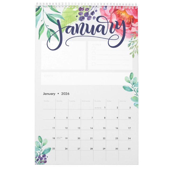 Gebrieftes Aquarellkalender - Personalisiert Kalender (Jan 2026)