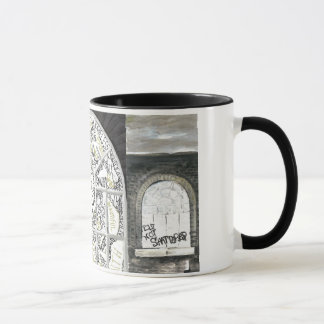 Gebrochene aber nicht zerbrochene schwarze tasse