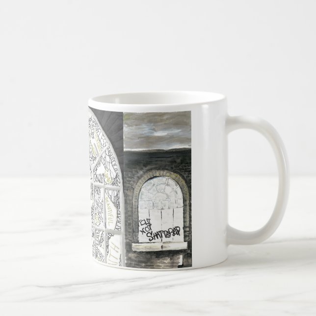 Gebrochene aber nicht zerbrochene schwarze tasse (Rechts)