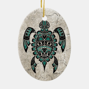 Gebrochene aquamarine blaue keramikornament