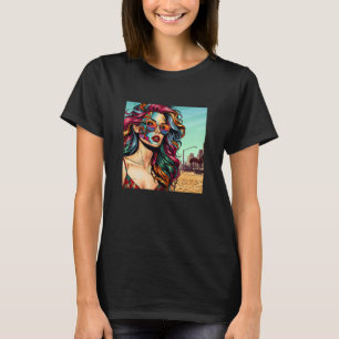Gebrochene Kunst Abstrakte Frau am Strand T-Shirt