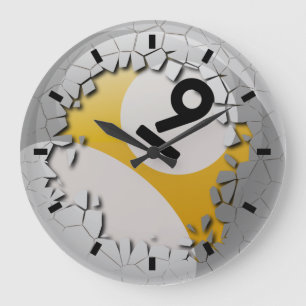 Gebrochene Muschel brechen Billard-Ball der Nr.-9 Große Wanduhr