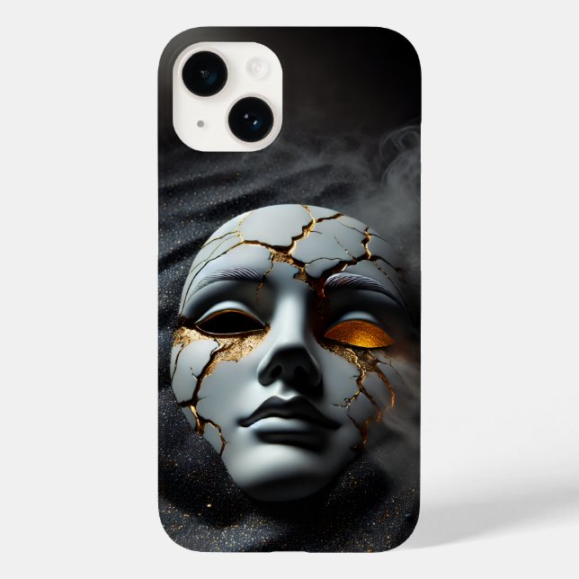 Gebrochene Porzellanmaske Dark Luxury iPhone 14 Hü Case-Mate iPhone Hülle (Rückseite)
