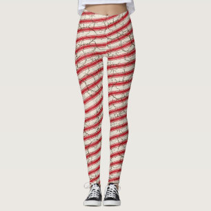 Gebrochene rote gestreifte Zuckerstange Leggings
