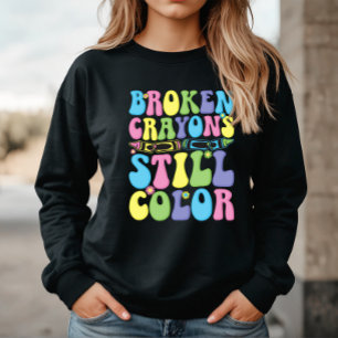 Gebrochene Wachsmalstifte färben die psychische Ge Sweatshirt