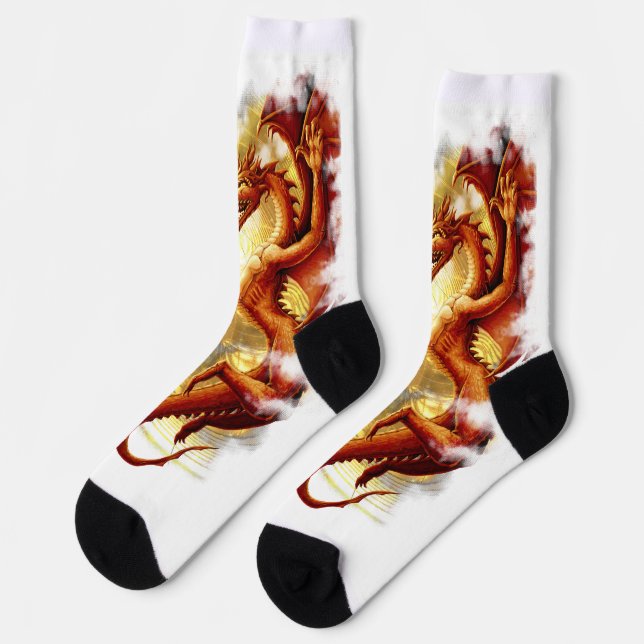 Gebrochener Sonnendrache Socken (Linkes Detail)