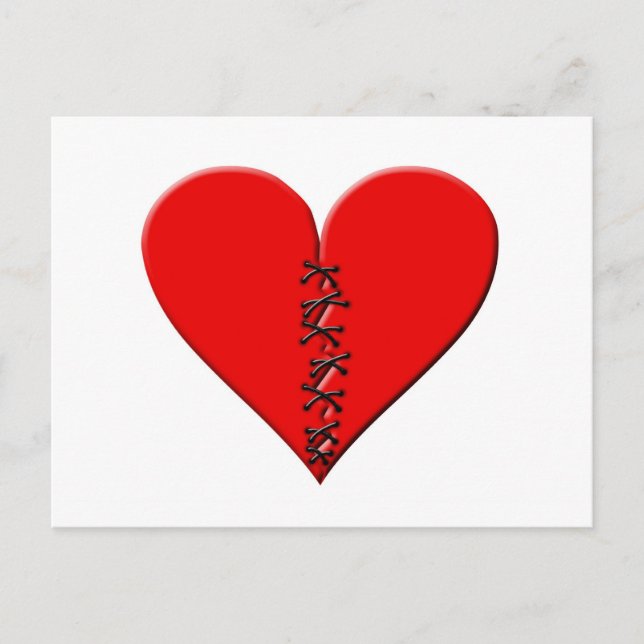 Gebrochenes, geflicktes Herz Postkarte (Vorderseite)