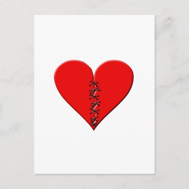 Gebrochenes, geflicktes Herz Postkarte (Vorderseite)