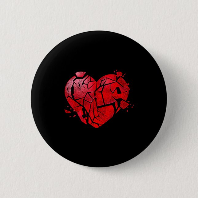Gebrochenes Herz Anti Valentinstag  Button (Vorderseite)