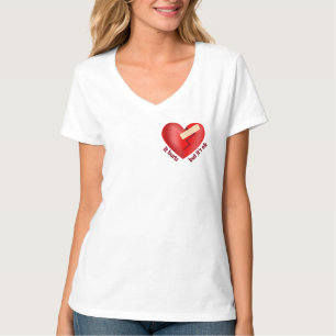 Gebrochenes Herz mit Pflaster und Lebensmotto gehe T-Shirt