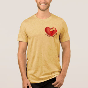 Gebrochenes Herz mit Pflaster und Lebenszitat gehe Tri-Blend Shirt