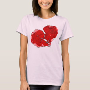 Gebrochenes rotes Herz Polygon Abstraktes Bekleidu T-Shirt