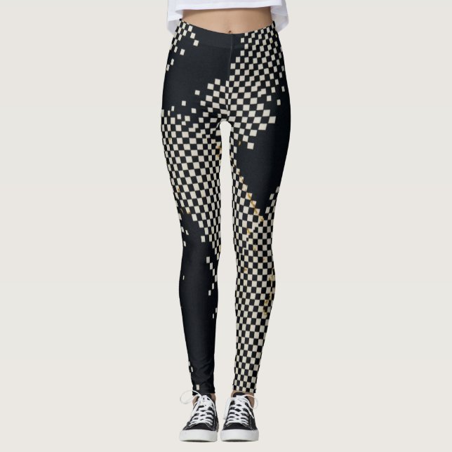 Gebrochenes Schachbrett Leggings (Vorderseite)
