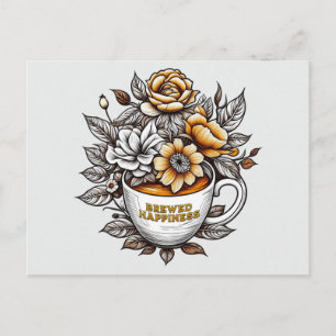 Gebrühtes Glück Kaffee Blume Postkarte