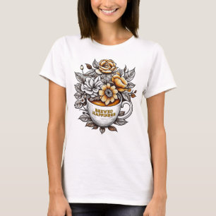 Gebrühtes Glück Kaffee Blume T-Shirt
