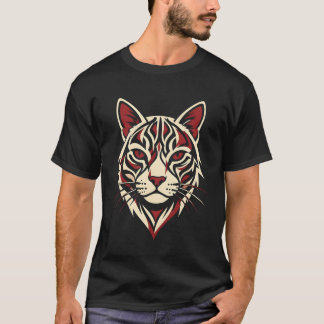 Gebrüll des Stammes-Tigers: Geometrisches Katzen-G T-Shirt