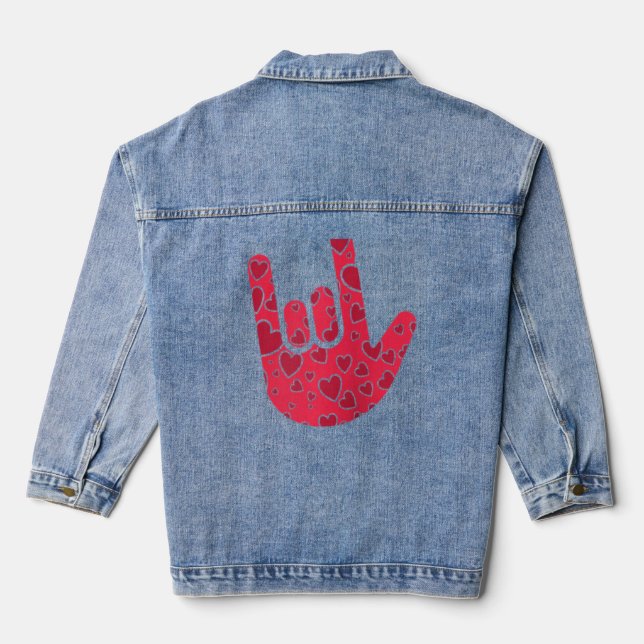 Gebt die Gebärdensprache I Liebe, die ihr Hand Sig Jeansjacke (Rückseite)