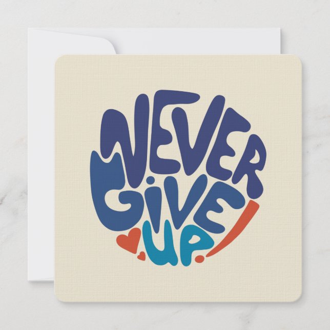 Gebt nie auf - Blumenzettel und Roter Geburtstag Mitteilungskarte (Vorderseite)