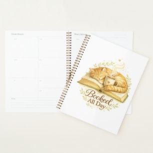 Gebucht ganztägig Cozy Cat Reading Notizbuchplan Planer