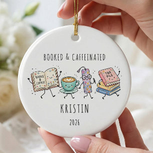 GEBUCHT & KOFFEINBELADEN BUCHSCHMUCK KERAMIK ORNAMENT