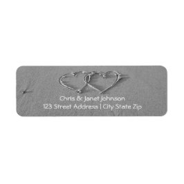 Gebundene Herzen in Sand-Rücksendeadressen-Aufkleb
