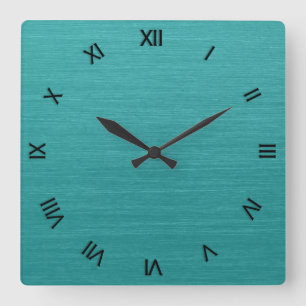 Gebürstete aquamarine römische Ziffern des Quadratische Wanduhr