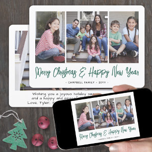 Gebürstete grüne Schrift Weihnachten & Neujahr 4 F