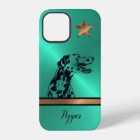 Gebürstete Stahl Gold Star Dalmatiner-Hund iPhone-
