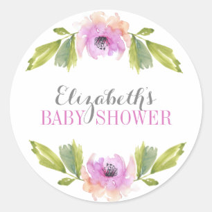 Gebürsteter Aquarell-Babyparty-Aufkleber der Runder Aufkleber