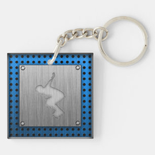 Gebürsteter Metall-Blick Rollerblading Schlüsselanhänger