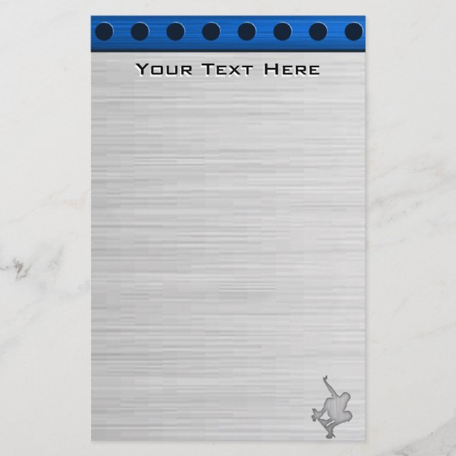 Gebürsteter Metall-Blick Skateboarding Briefpapier (Vorderseite)